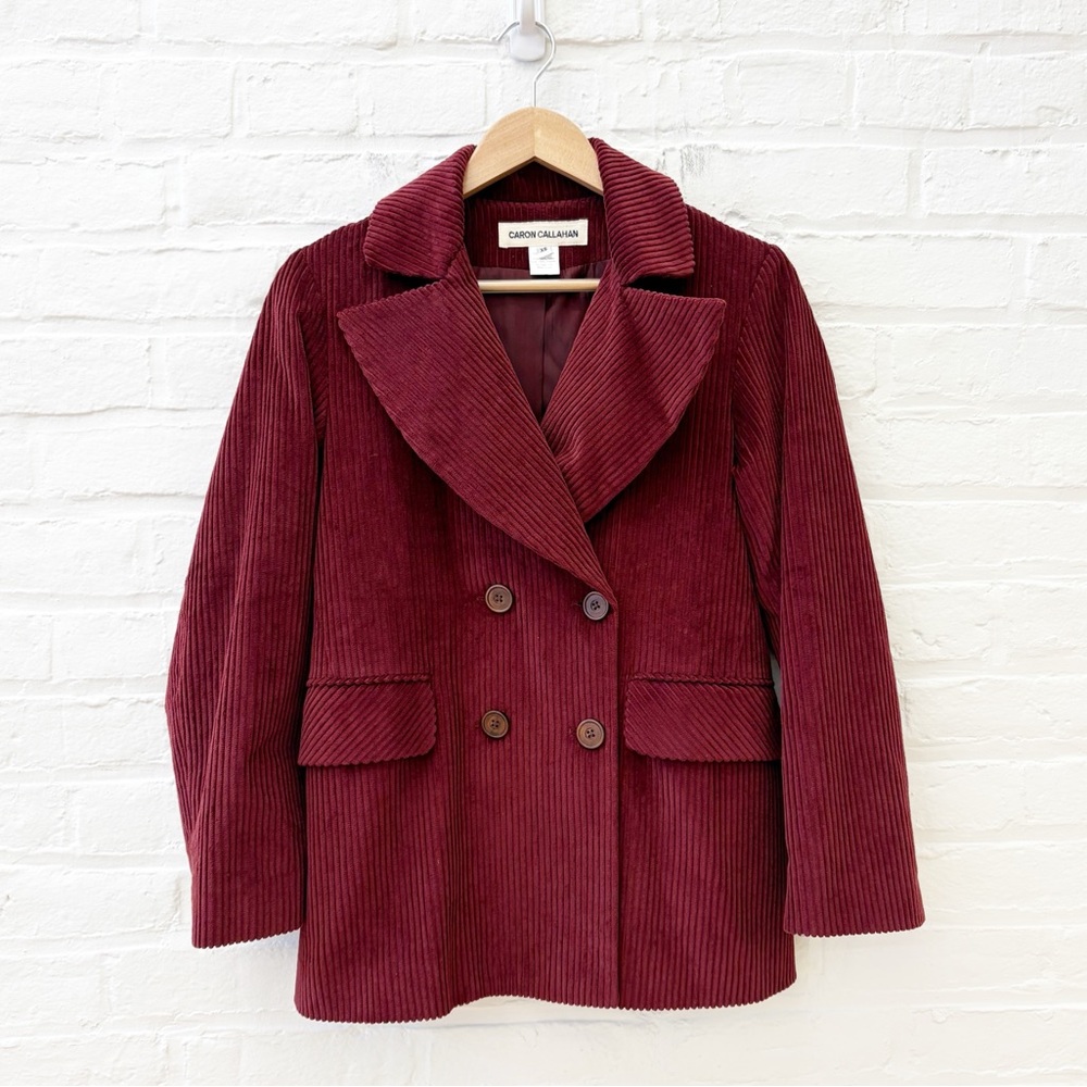 Caron Callahan || Mindy Jacket Double Breasted Corduroy Auburn Red XS